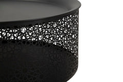 Table ronde Blacky Métal Noir et Pieds Dorés