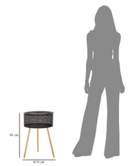 Table ronde Blacky Métal Noir et Pieds Dorés