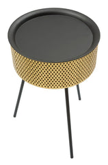 Table ronde Glovy Métal doré et plateau Noir