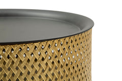Table ronde Glovy Métal doré et plateau Noir