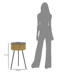 Table ronde Glovy Métal doré et plateau Noir