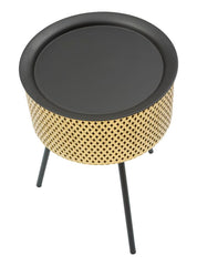 Table ronde Glovy métal doré plateau amovible noir