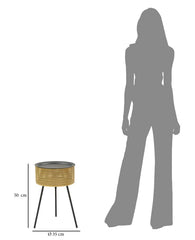 Table ronde Glovy métal doré plateau amovible noir