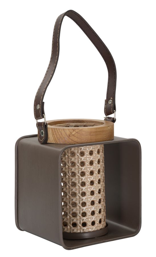 LANTERN IRON-RATTAN CM 16X13X20