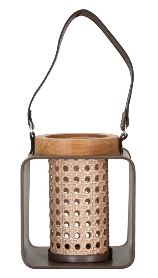 LANTERN IRON-RATTAN CM 16X13X20