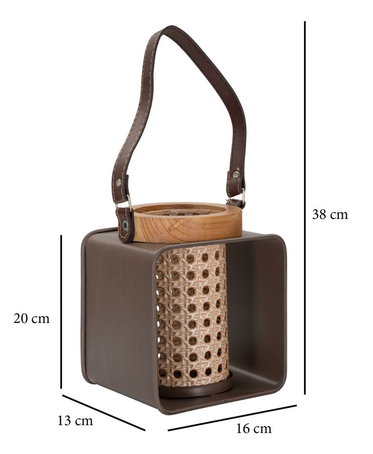 LANTERN IRON-RATTAN CM 16X13X20