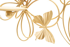 Porte-bougie mural Papillons Métal Doré