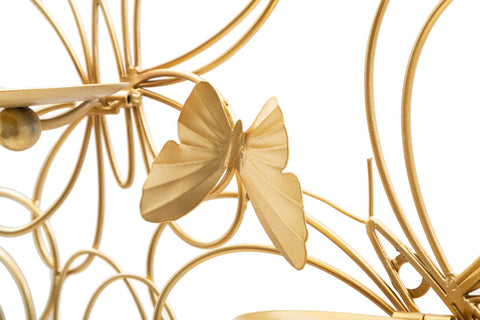Porte-bougie mural Papillons Métal Doré