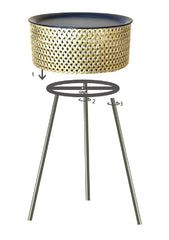 Table ronde Glovy métal doré plateau amovible noir