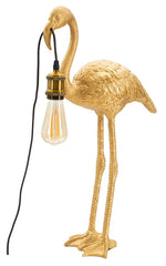 Lampe de table Flamant Rose en résine dorée
