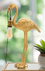 Lampe de table Flamant Rose en résine dorée