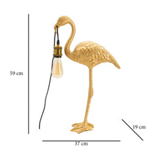 Lampe de table Flamant Rose en résine dorée