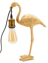 Lampe de table Flamant Rose résine dorée