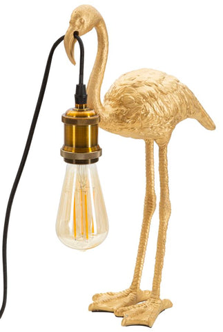 Lampe de table Flamant Rose résine dorée