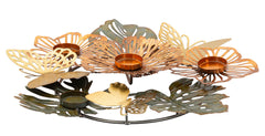 Porte-bougie rond multicolore feuilles et fleurs