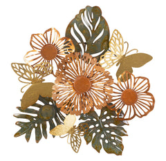 Porte-bougie rond multicolore feuilles et fleurs