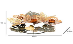 Porte-bougie rond multicolore feuilles et fleurs