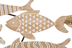Panneau mural décoratif 3D Poissons Métal et MDF