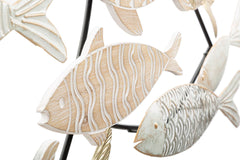 Panneau mural décoratif 3D Poissons Métal et MDF