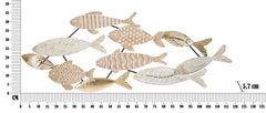 Panneau mural décoratif 3D Poissons Métal et MDF
