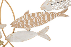 Panneau mural décoratif 3D Poissons Métal et MDF