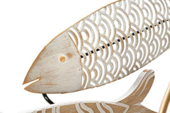 Panneau mural décoratif 3D Poissons Métal et MDF
