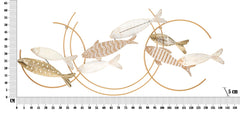 Panneau mural décoratif 3D Poissons Métal et MDF