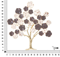 Panneau mural décoratif en forme d'arbre en fleurs doré