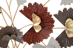 Panneau mural décoratif 3D branches avec feuilles multicolores