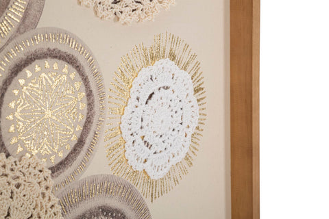 Panel decorativo Circlly, marco de madera, motivos geométricos, tonos cálidos