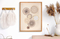 Panneau décoratif Circlly cadre en bois motifs géométriques tons chauds
