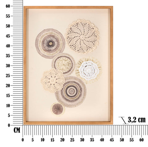Panel decorativo Circlly, marco de madera, motivos geométricos, tonos cálidos