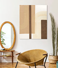 Peinture murale abstraite avec cadre en bois