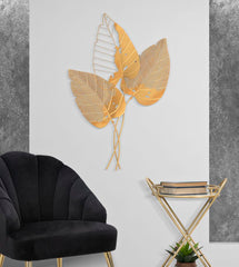 Panneau mural décoratif 3D Feuille d'Automne Or