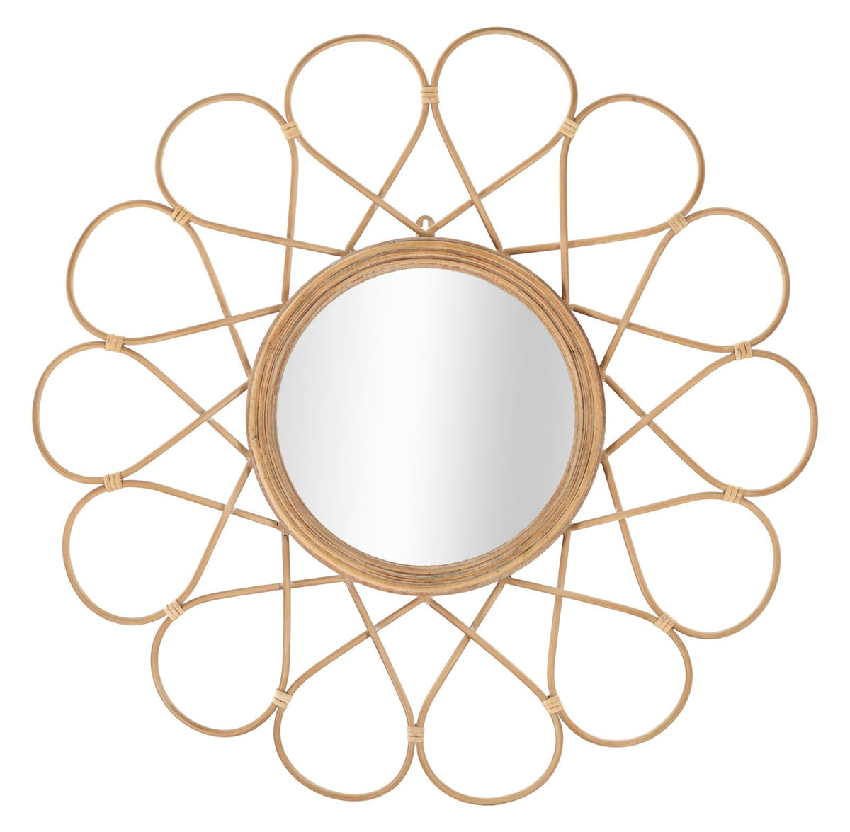 Miroir mural rond Almeria Rotin