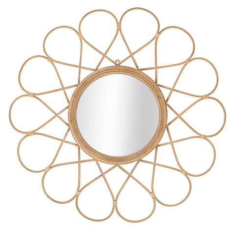 Miroir mural rond Almeria Rotin