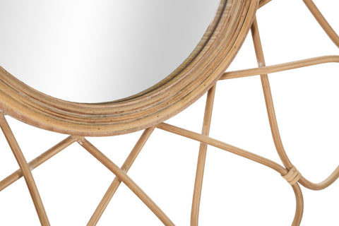 Miroir mural rond Almeria Rotin