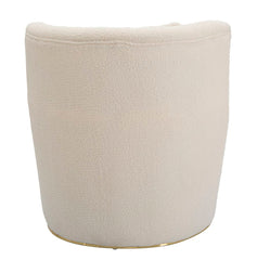Fauteuil rond en Tissu Crème avec décorations dorées