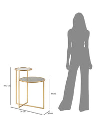 Table basse 2 niveaux Verre fumé et métal doré