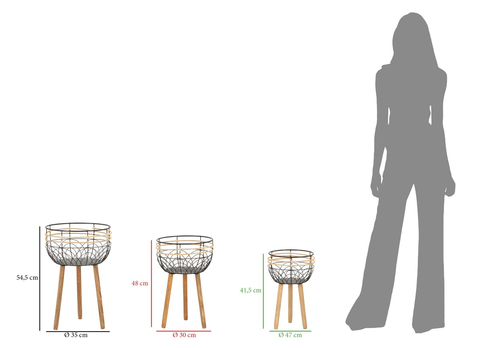 VASE HOLDER OPORTO SET 3PCS CM Ø 35X54,5-30X48-25X41,5