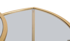 Table basse triangulaire en verre et métal doré, ensemble 3 pièces