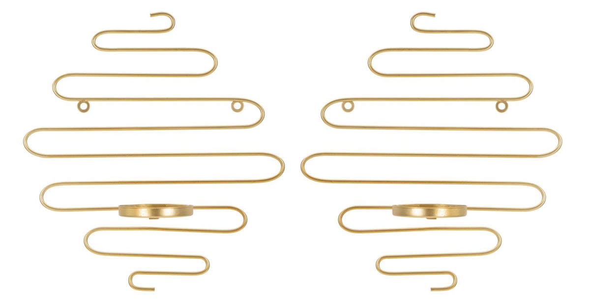 Ensemble de 2 porte-bougies muraux métal doré