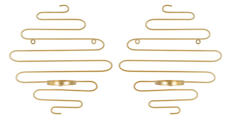 Ensemble de 2 porte-bougies muraux métal doré