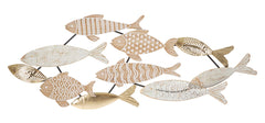 Panneau mural décoratif 3D Poissons Métal et MDF