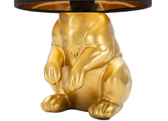 Lampe de table Lapin doré abat-jour tissu noir