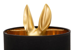 Lampe de table Lapin doré abat-jour tissu noir