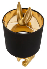 Lampe de table Lapin doré abat-jour tissu noir