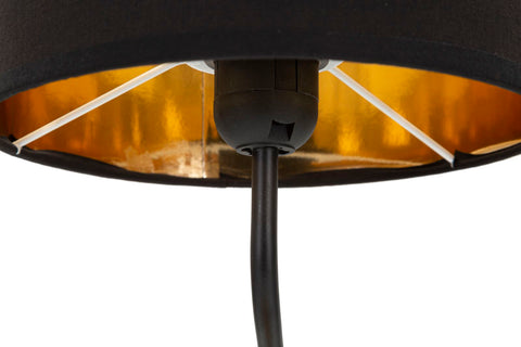 Lámpara de mesa Mono dorado pantalla Tela Negra