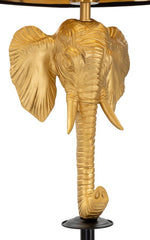 Lampe de sol éléphant métal noir abat-jour tissu noir décoratif