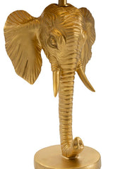 Lampe de table tête d'éléphant métal noir abat-jour tissu noir